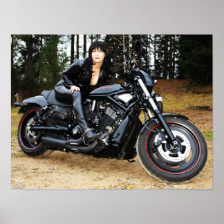 Affiche Tuff motorcykel med tuff mc-tjej!