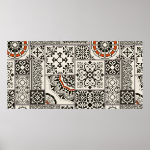 Affiche Tuile en patchwork sans couture avec Islam, arabe,
