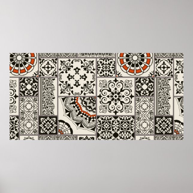Affiche Tuile en patchwork sans couture avec Islam, arabe, (Devant)