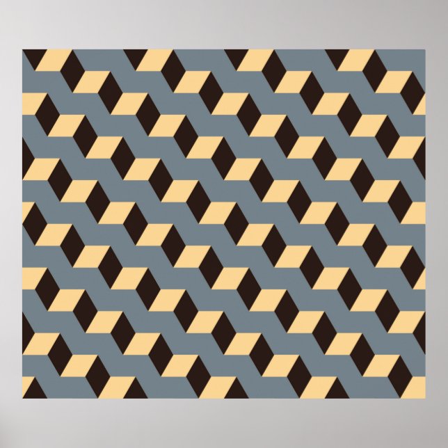 Affiche tuile géométrique sans soudure avec escaliers cube (Devant)