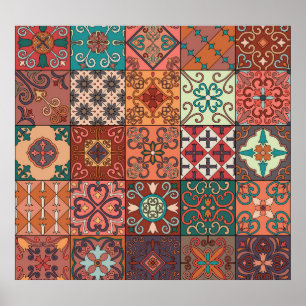 Affiche Tuiles portugaises : Talavera Style Azulejo.