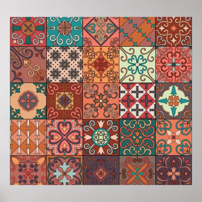 Affiche Tuiles portugaises : Talavera Style Azulejo. (Devant)