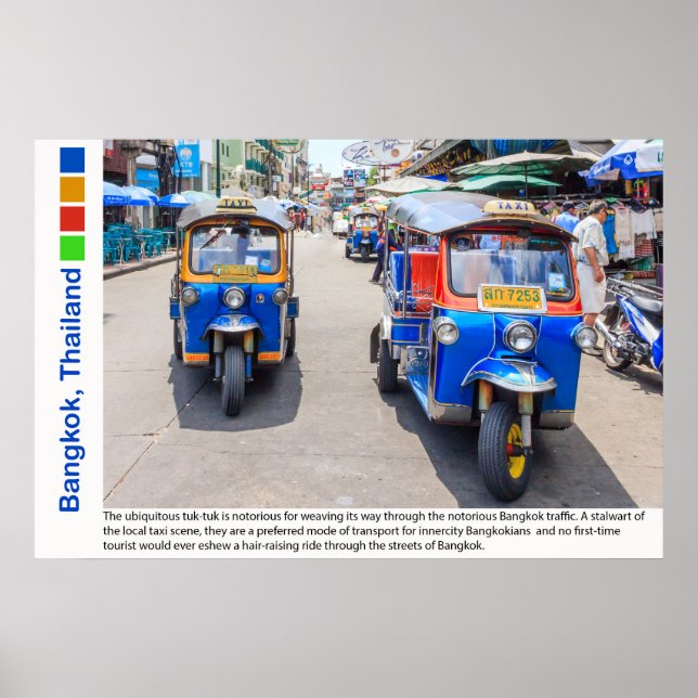 Affiche Tuk-tuk de Bangkok, Thaïlande (Devant)