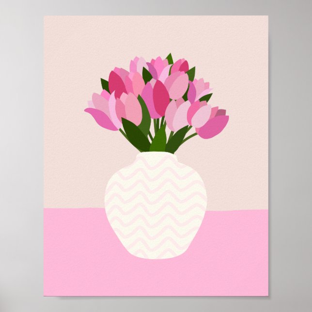 Affiche Tulip Arrangement Floral Vase rose (Devant)
