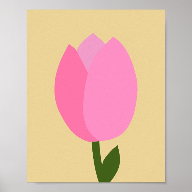 Affiche Tulip Rose Et Fleur Jaune (Devant)