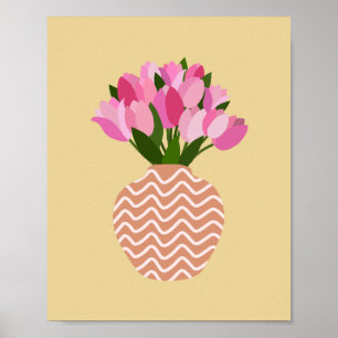 Affiche Tulipe Arrangement Floral Jaune Et Rose