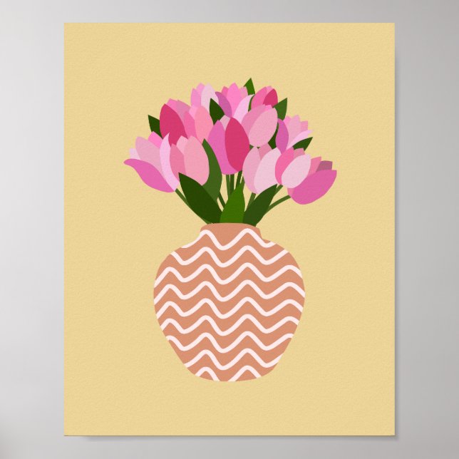 Affiche Tulipe Arrangement Floral Jaune Et Rose (Devant)