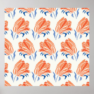 Affiche Tulipe baroque : Linocut Vintage botanique