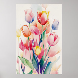 Affiche Tulipes colorées
