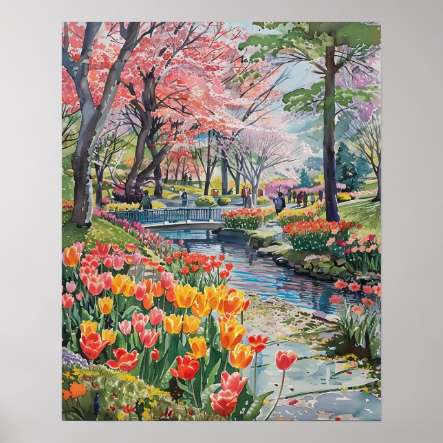 Affiche Tulipes Colorées dans le Parc (Devant)