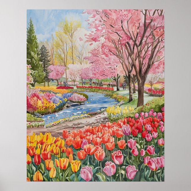 Affiche Tulipes Colorées dans le Parc (Devant)