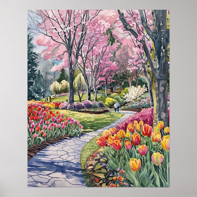 Affiche Tulipes Colorées dans le Parc (Devant)