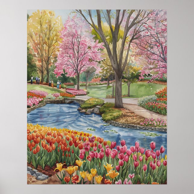 Affiche Tulipes Colorées dans le Parc (Devant)