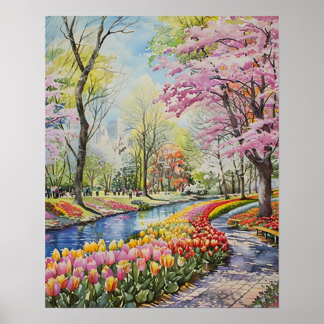 Affiche Tulipes Colorées dans le Parc (Devant)