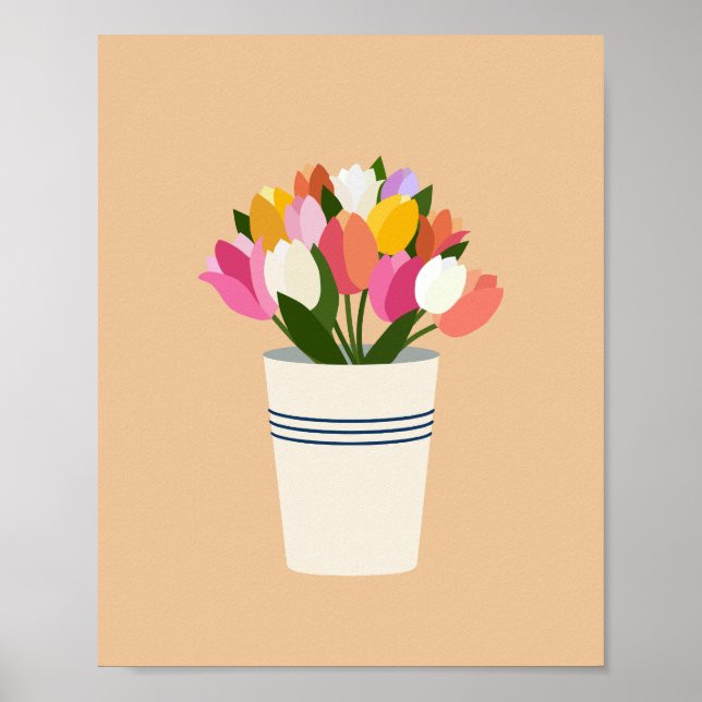 Affiche Tulipes Colorées Dans Un Vase (Devant)
