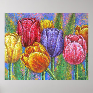 Affiche Tulipes colorées Fleurs de Jardin