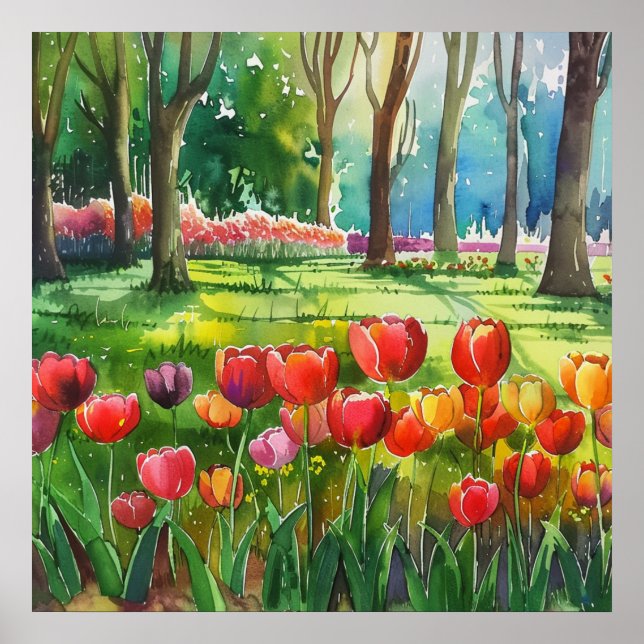 Affiche Tulipes dans le parc (Devant)