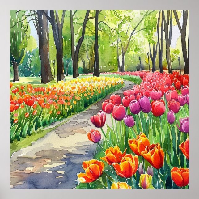Affiche Tulipes dans le parc (Devant)