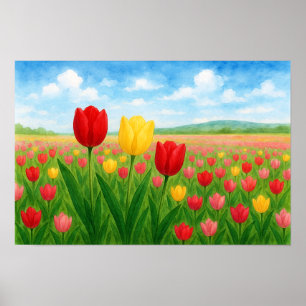 Affiche Tulipes de paysage de style européen et américain