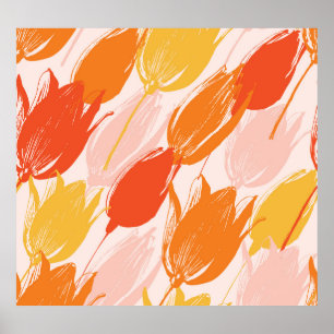 Affiche Tulipes diagonales : Conception de couleurs claire