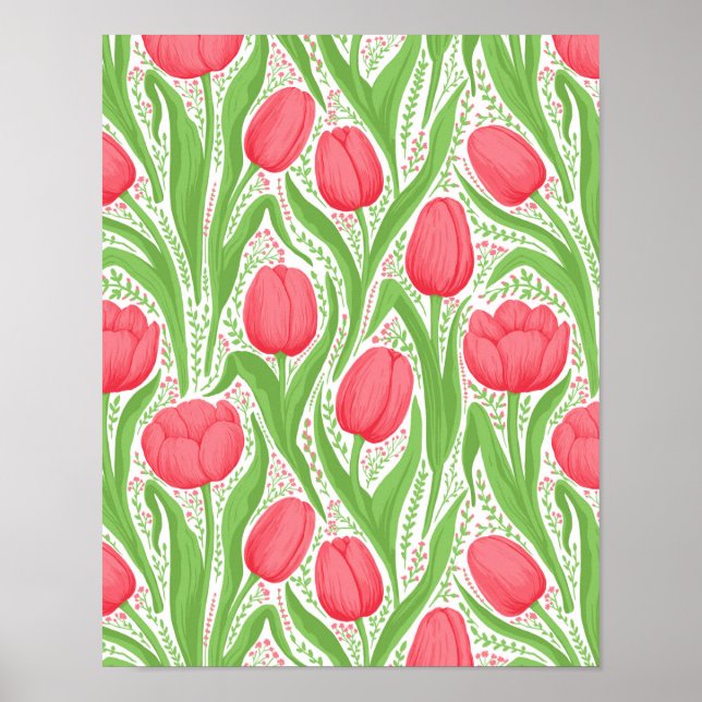Affiche Tulipes en rouge et vert (Devant)