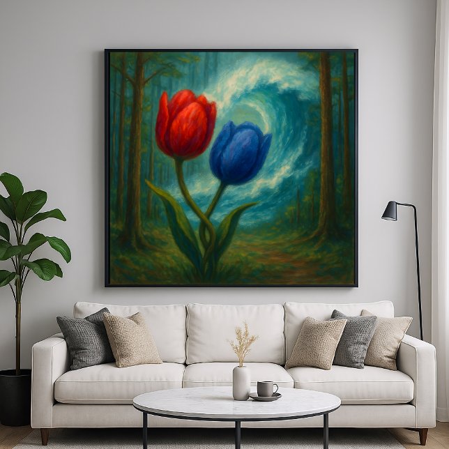 Affiche Tulipes enchevêtrées - Art Floral De Style Peintre (Créateur téléchargé)