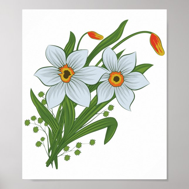 Affiche Tulipes et fleurs de jonquilles (Devant)