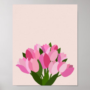 Affiche Tulipes fraîches Fleurs roses