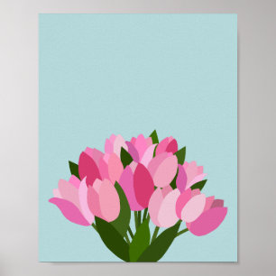 Affiche Tulipes fraîches Pastel bleu doux