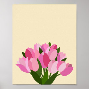 Affiche Tulipes Fraîches Pastel Jaune Et Rose