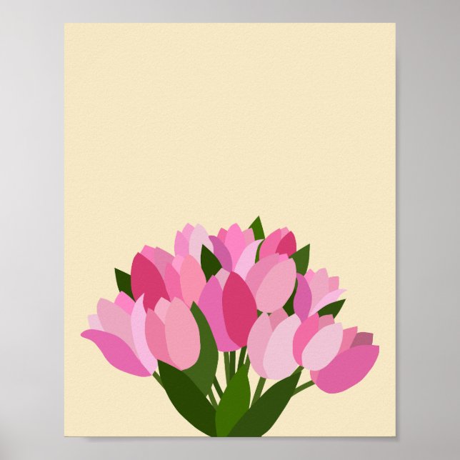 Affiche Tulipes Fraîches Pastel Jaune Et Rose (Devant)
