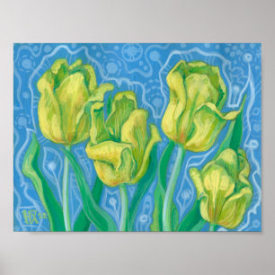 Affiche Tulipes Jaunes, Fleurs De Printemps Art Floral Pei