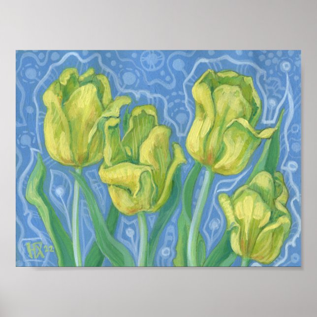 Affiche Tulipes Jaunes, Fleurs De Printemps Art Floral Pei (Devant)