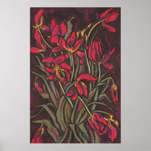 Affiche Tulipes mourantes Fleurs rouges État de la peintur