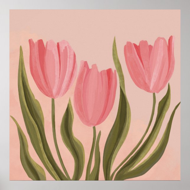Affiche Tulipes Painteté Jolie Rose (Devant)
