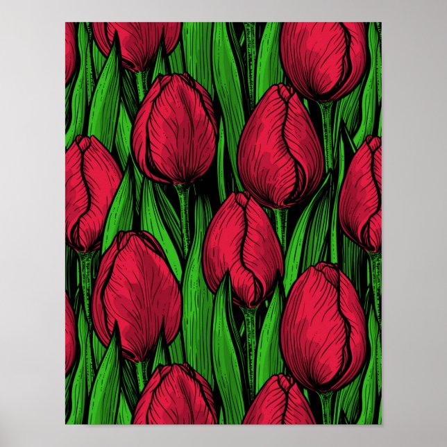 Affiche Tulipes rouges (Devant)