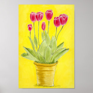 Affiche Tulipes rouges dans un pot