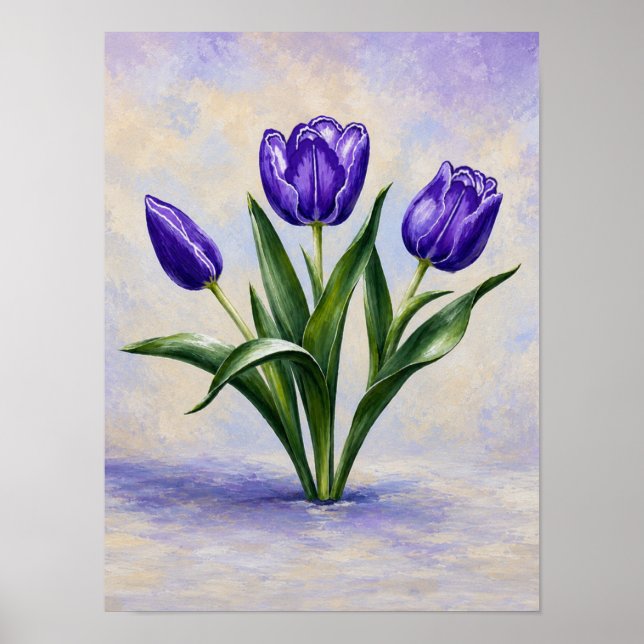 Affiche Tulipes violettes (Devant)