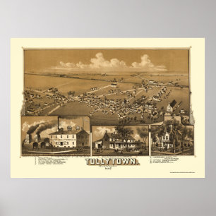 Affiche Tullytown, PA Carte panoramique - 1887