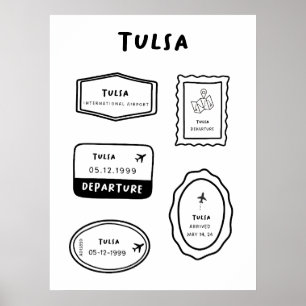 Affiche Tulsa - Collection de timbres de voyage   Minimali