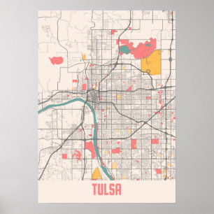 Affiche Tulsa - États-Unis Chalk City Map