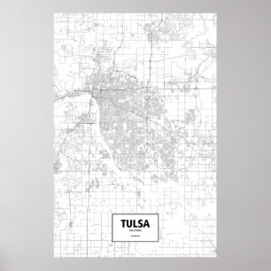 Affiche Tulsa, l'Oklahoma (noir sur le blanc)