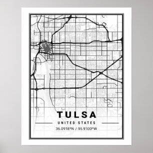 Affiche Tulsa Oklahoma USA Travel City Map