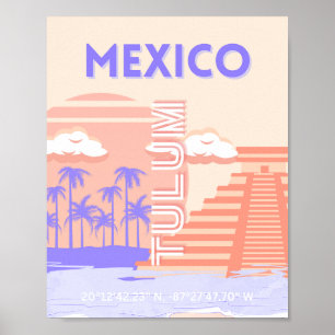 Affiche Tulum, Art Voyage, Art Rétro