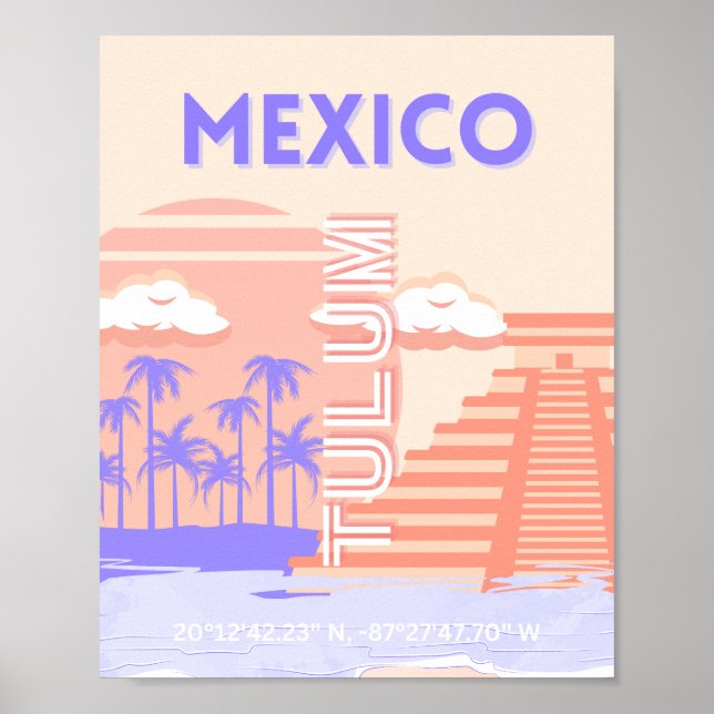 Affiche Tulum, Art Voyage, Art Rétro (Devant)