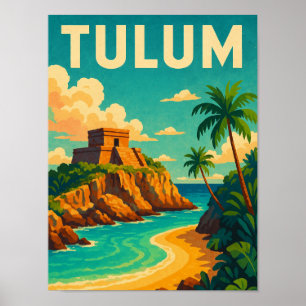 Affiche Tulum Mexique Art Vintage voyage