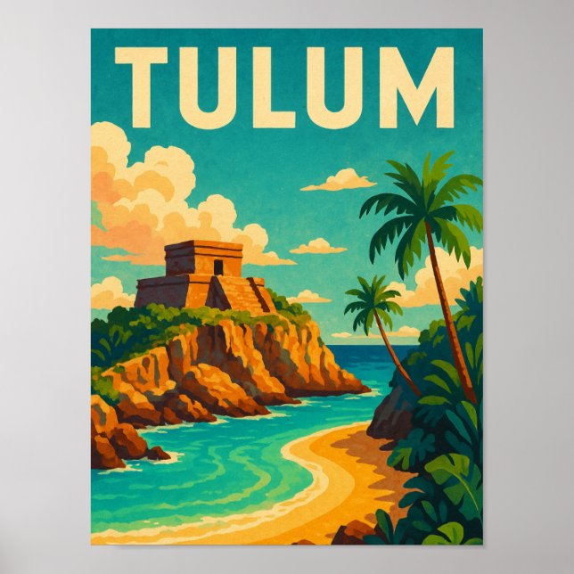 Affiche Tulum Mexique Art Vintage voyage (Devant)