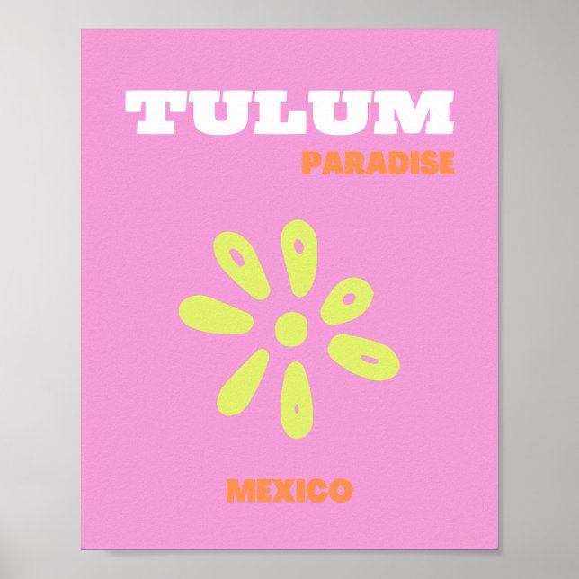 Affiche Tulum, Mexique, Preppy, rose (Devant)