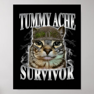 Affiche Tummy Ache Survivor Funny Cat Meme