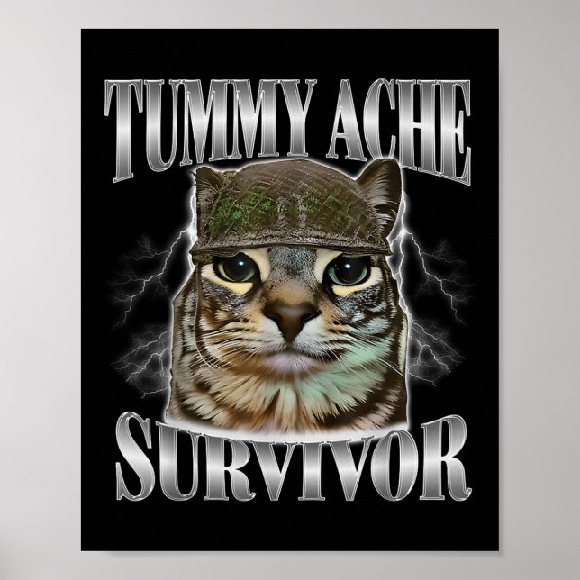 Affiche Tummy Ache Survivor Funny Chat Meme Citation Sarca (Devant)
